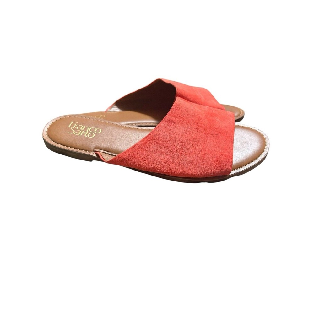 Franco Sarto Slide Sandals Size 10 Orange Suade Summer Beach Womens Flat